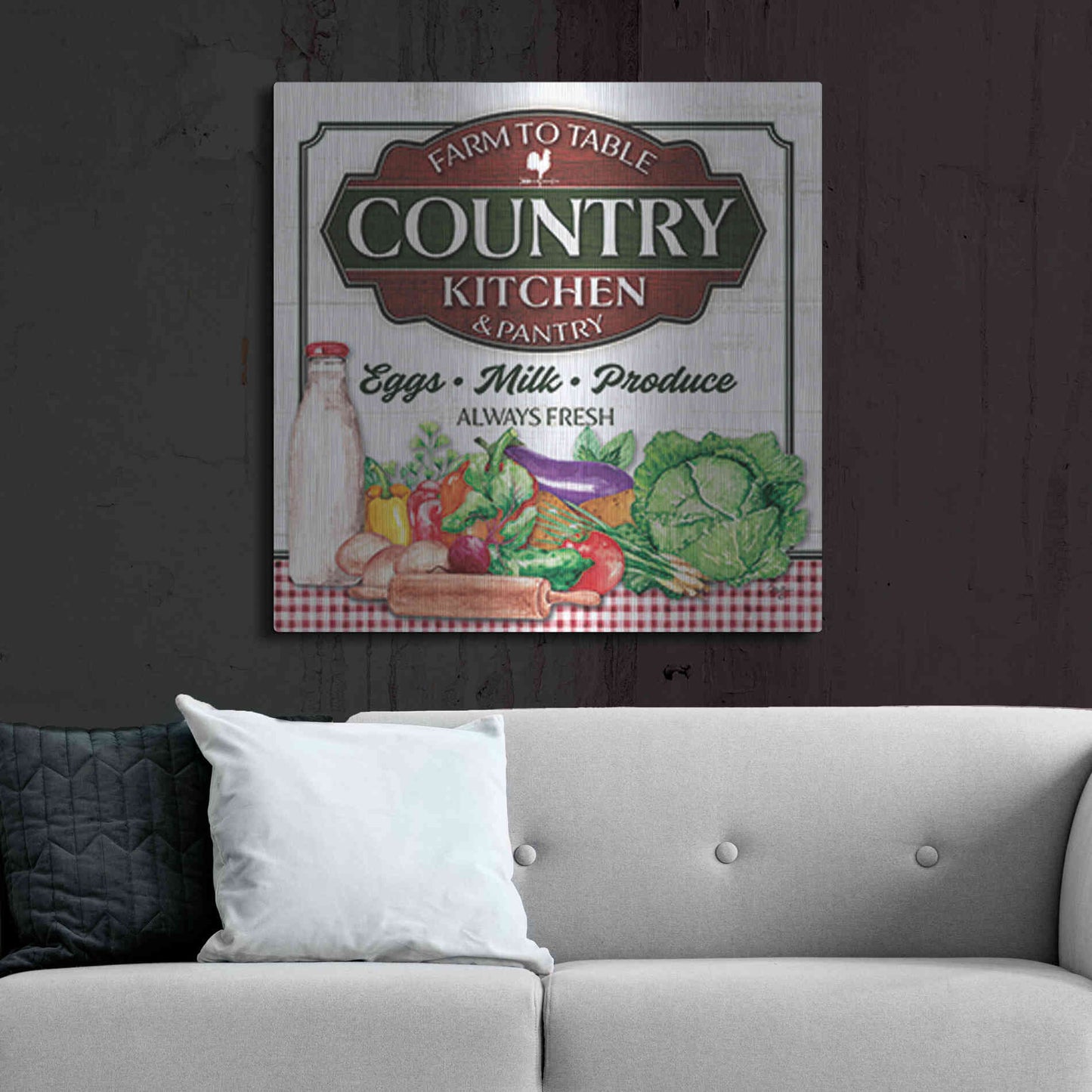 Luxe Metal Art 'Country Kitchen' by Mollie B., Metal Wall Art,36x36