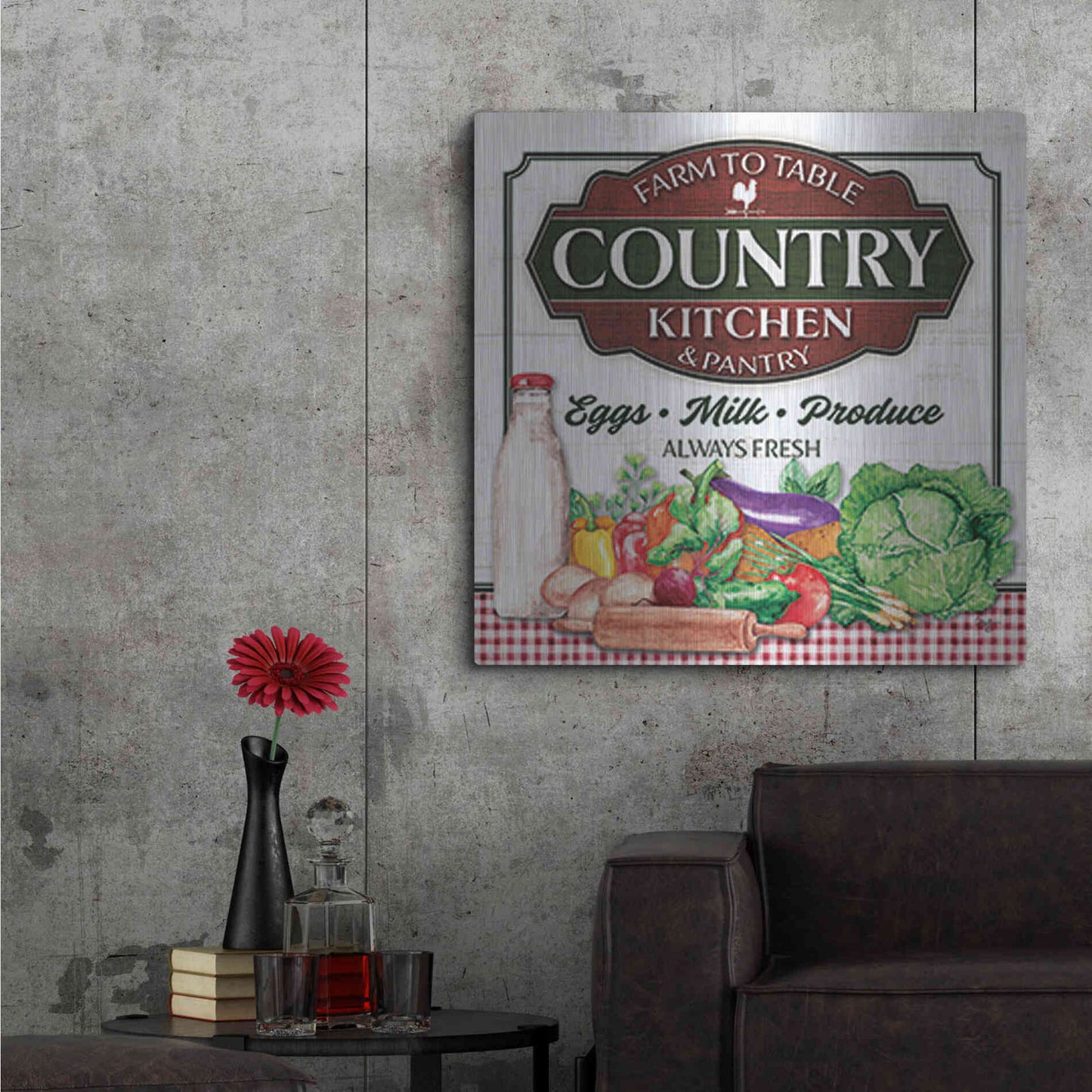 Luxe Metal Art 'Country Kitchen' by Mollie B., Metal Wall Art,36x36