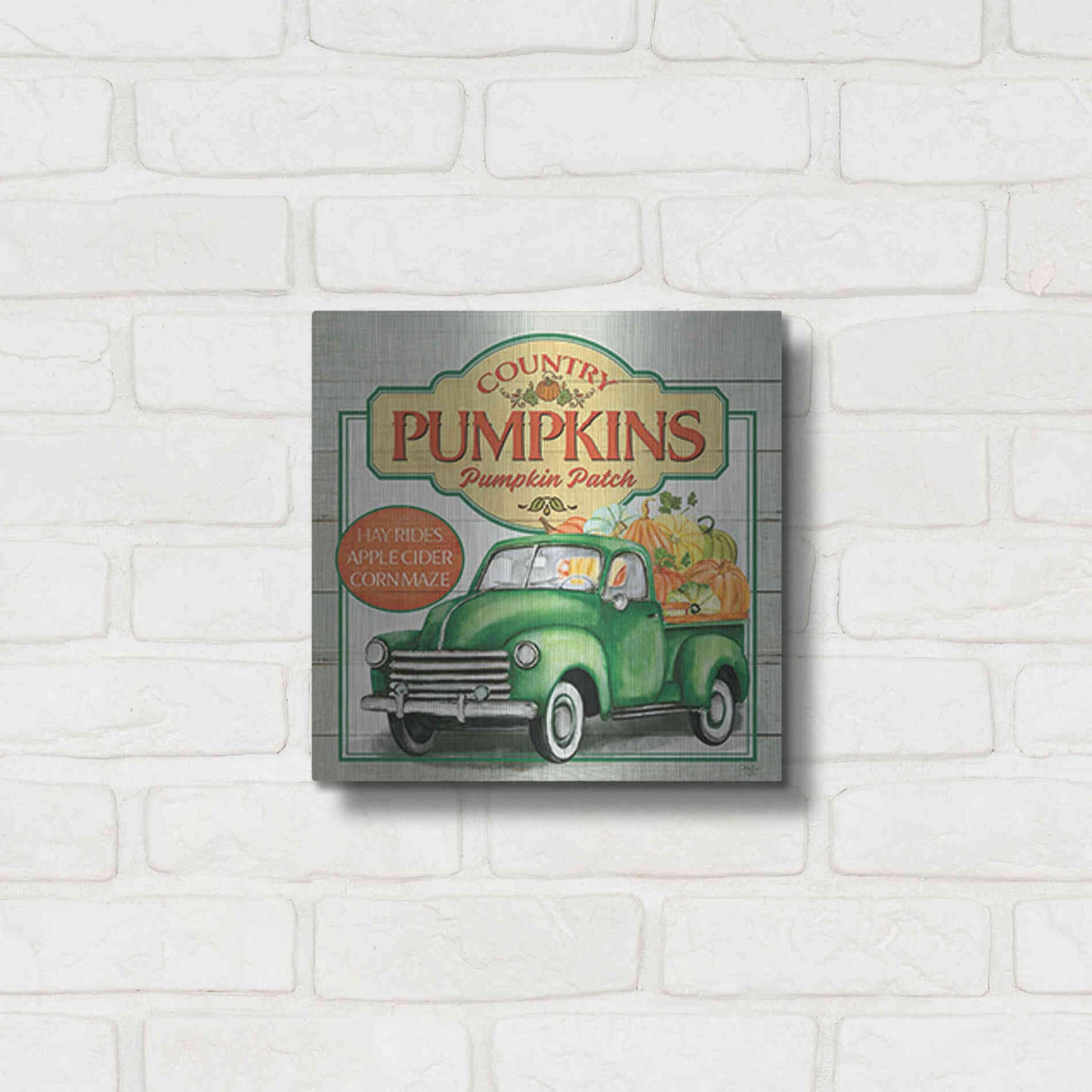 Luxe Metal Art 'Pumpkin Patch' by Mollie B., Metal Wall Art,12x12