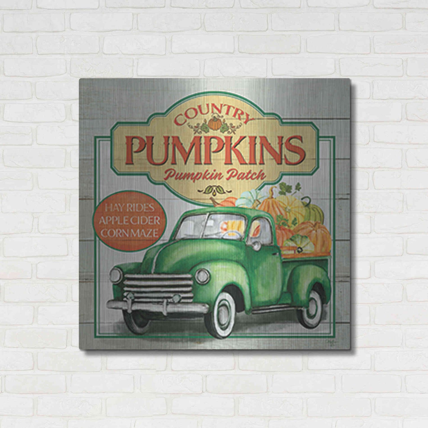 Luxe Metal Art 'Pumpkin Patch' by Mollie B., Metal Wall Art,36x36