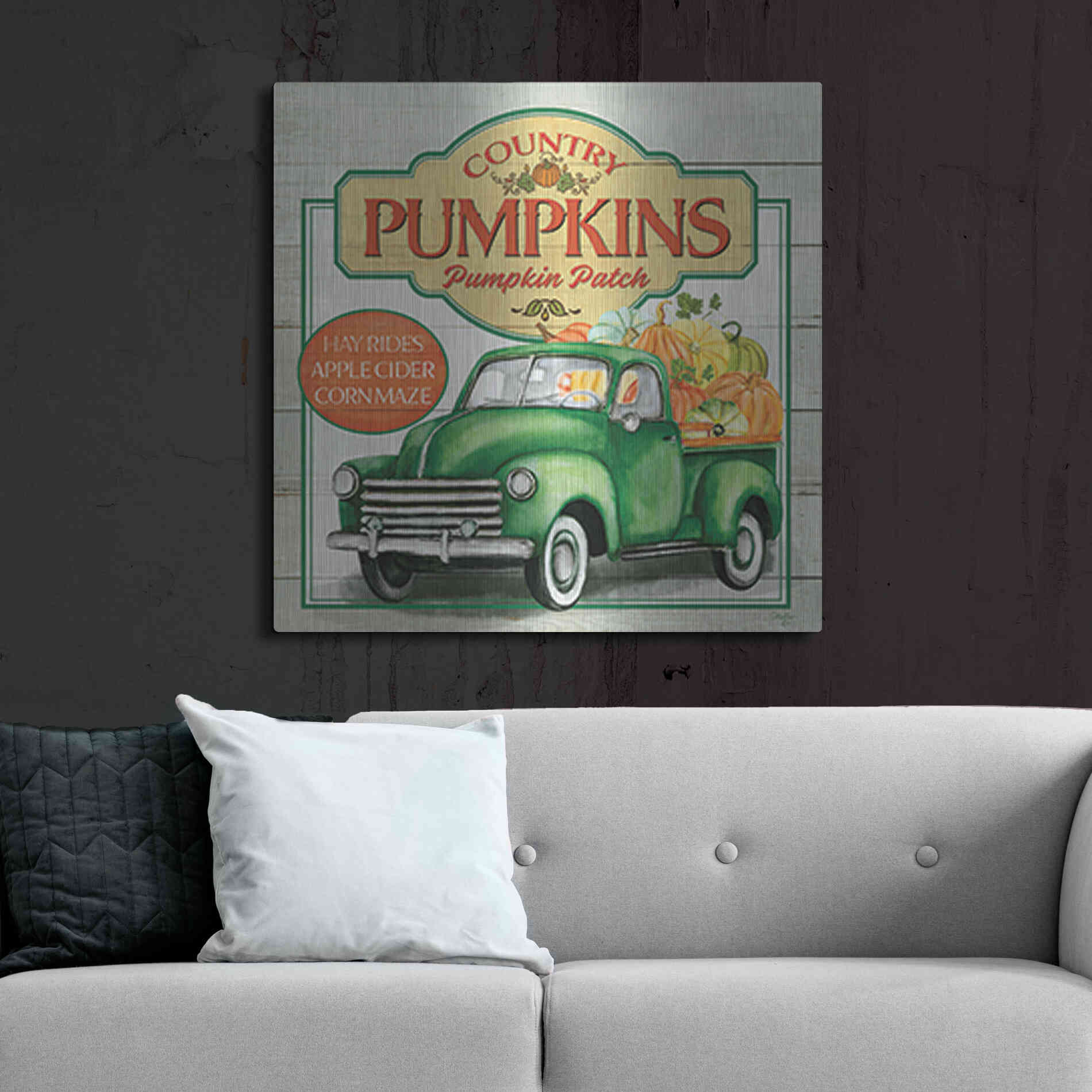 Luxe Metal Art 'Pumpkin Patch' by Mollie B., Metal Wall Art,36x36