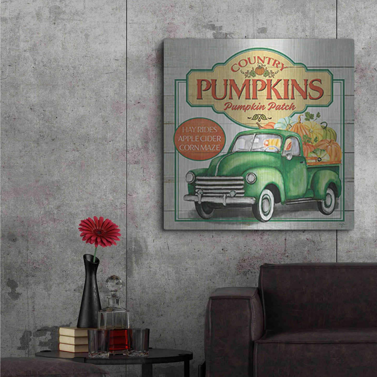 Luxe Metal Art 'Pumpkin Patch' by Mollie B., Metal Wall Art,36x36