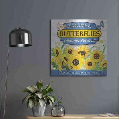 Luxe Metal Art 'Blooms & Butterflies' by Mollie B., Metal Wall Art,24x24