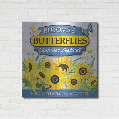 Luxe Metal Art 'Blooms & Butterflies' by Mollie B., Metal Wall Art,36x36