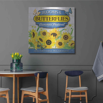 Luxe Metal Art 'Blooms & Butterflies' by Mollie B., Metal Wall Art,36x36
