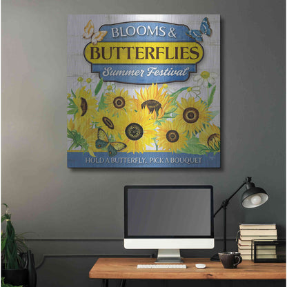 Luxe Metal Art 'Blooms & Butterflies' by Mollie B., Metal Wall Art,36x36