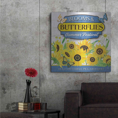 Luxe Metal Art 'Blooms & Butterflies' by Mollie B., Metal Wall Art,36x36
