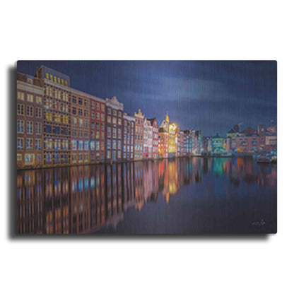 Luxe Metal Art 'Building Row Reflections 2' by Martin Podt, Metal Wall Art