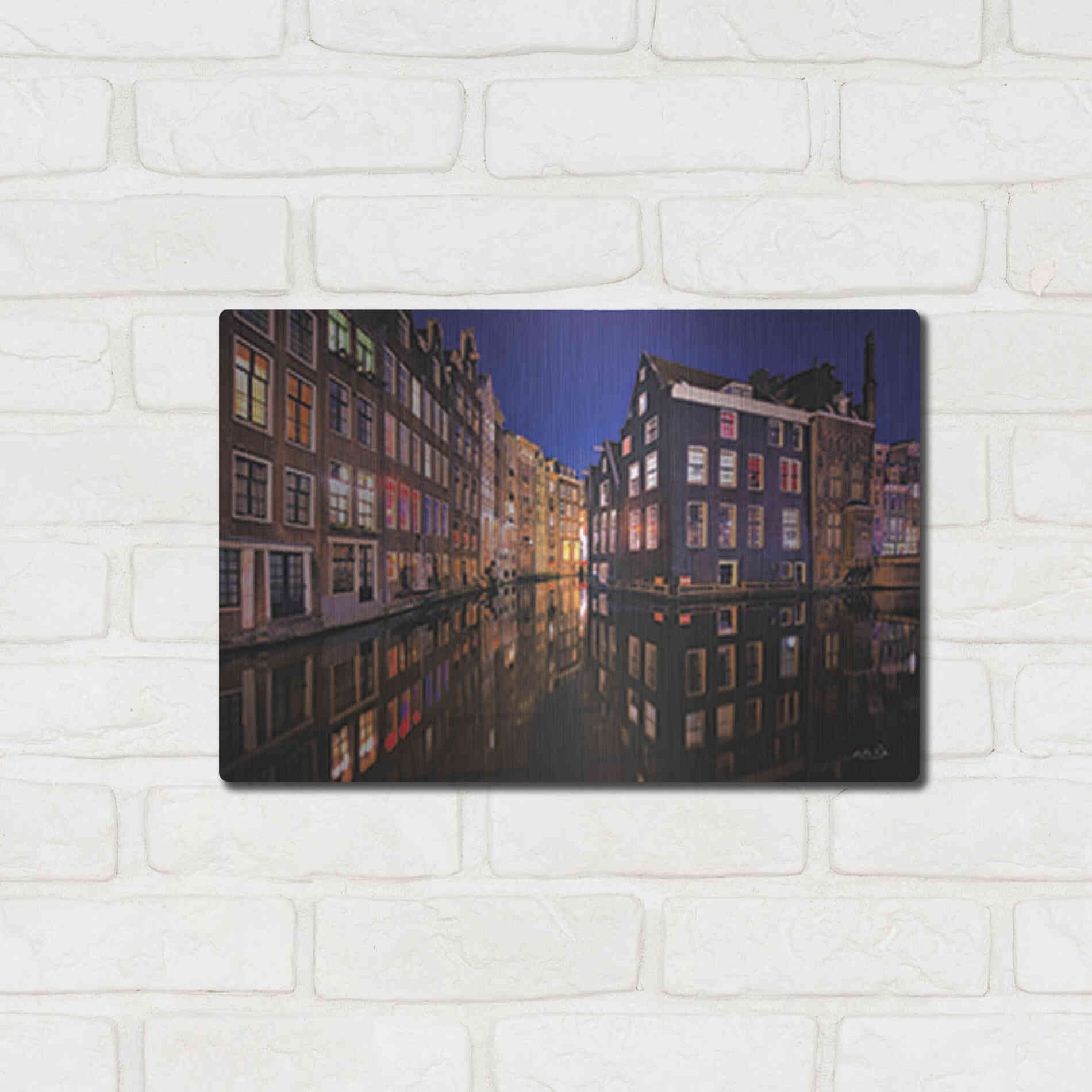 Luxe Metal Art 'Building Row Reflections 3' by Martin Podt, Metal Wall Art,16x12