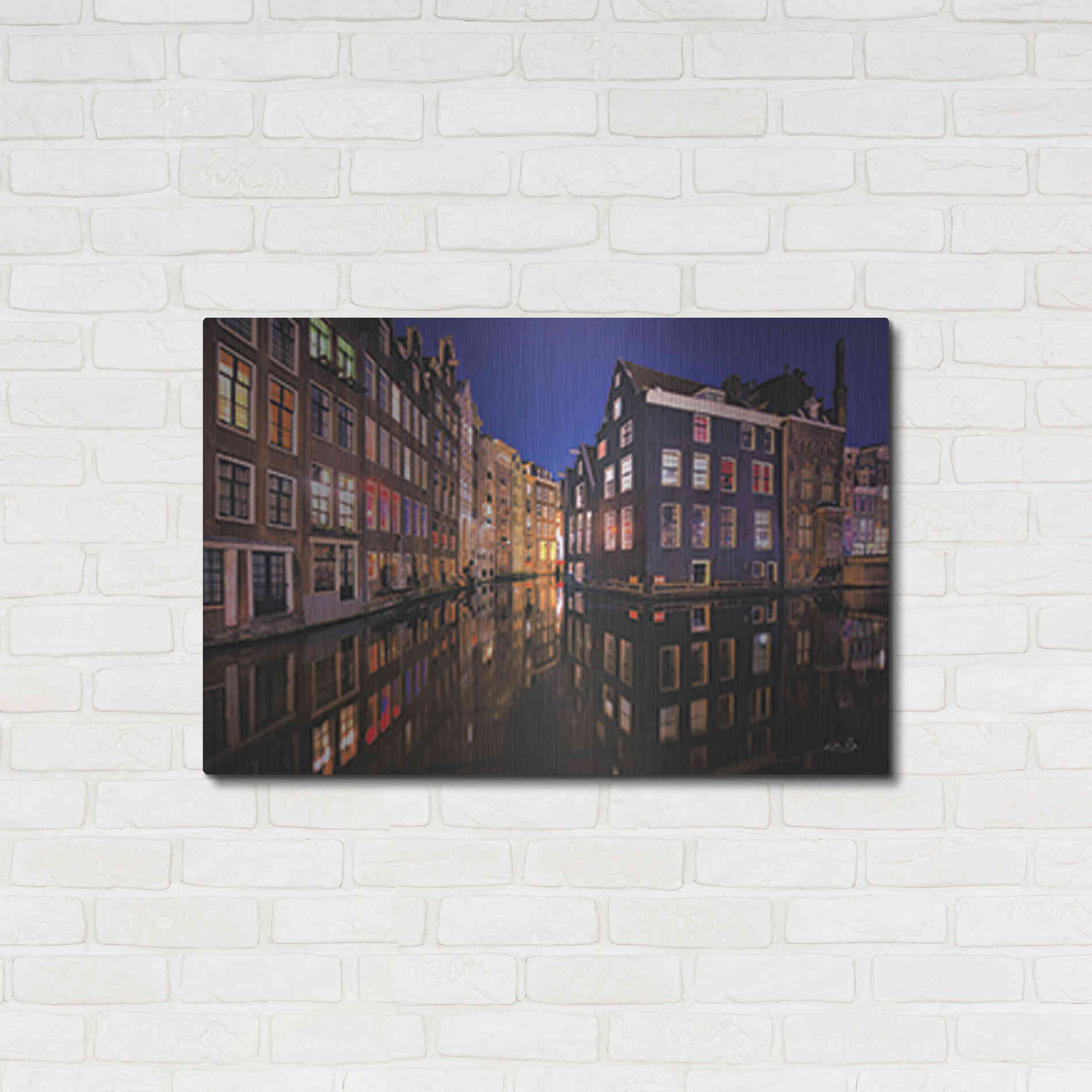 Luxe Metal Art 'Building Row Reflections 3' by Martin Podt, Metal Wall Art,36x24