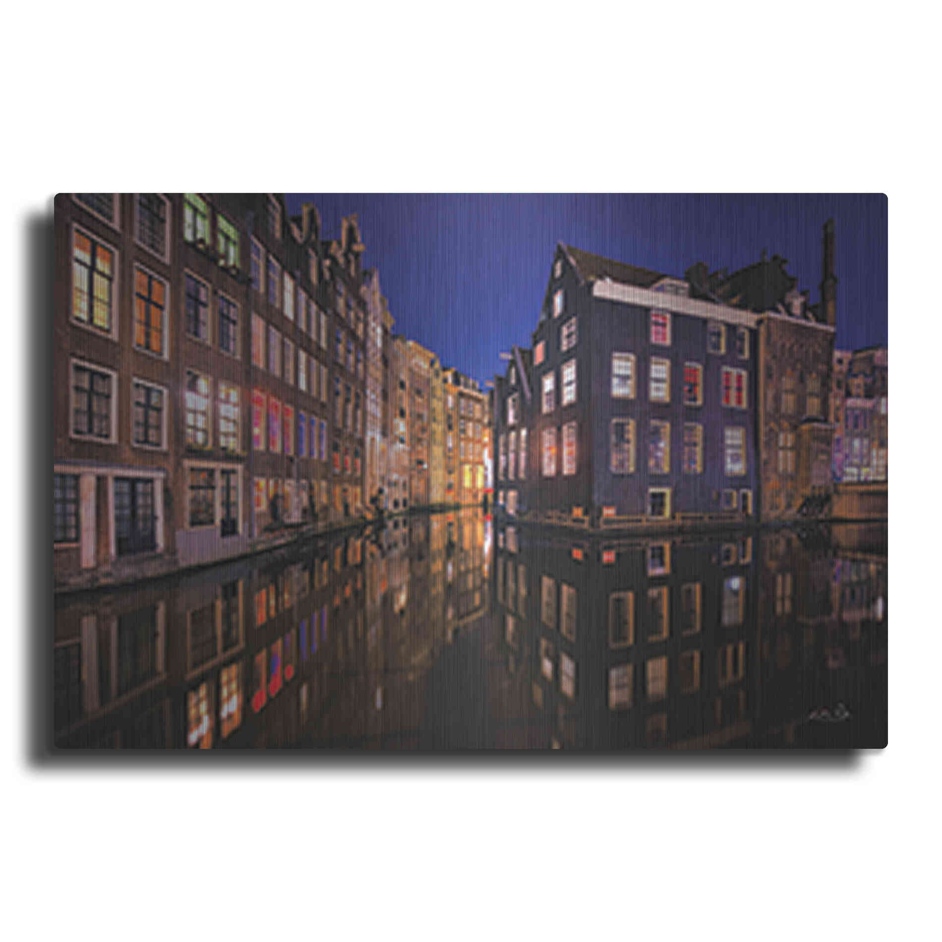 Luxe Metal Art 'Building Row Reflections 3' by Martin Podt, Metal Wall Art