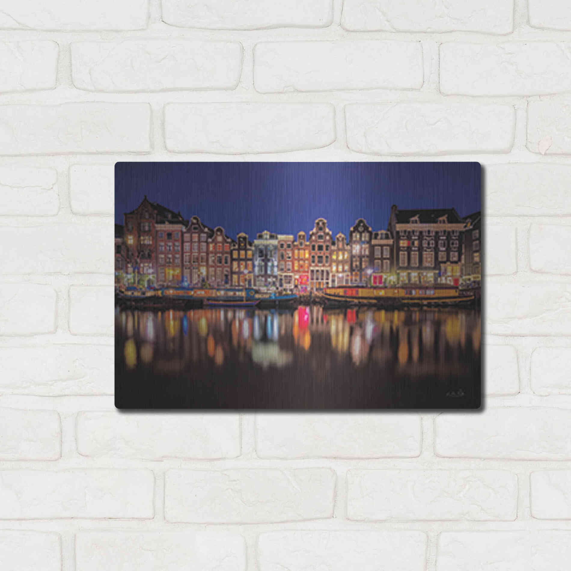 Luxe Metal Art 'Building Row Reflections 4' by Martin Podt, Metal Wall Art,16x12