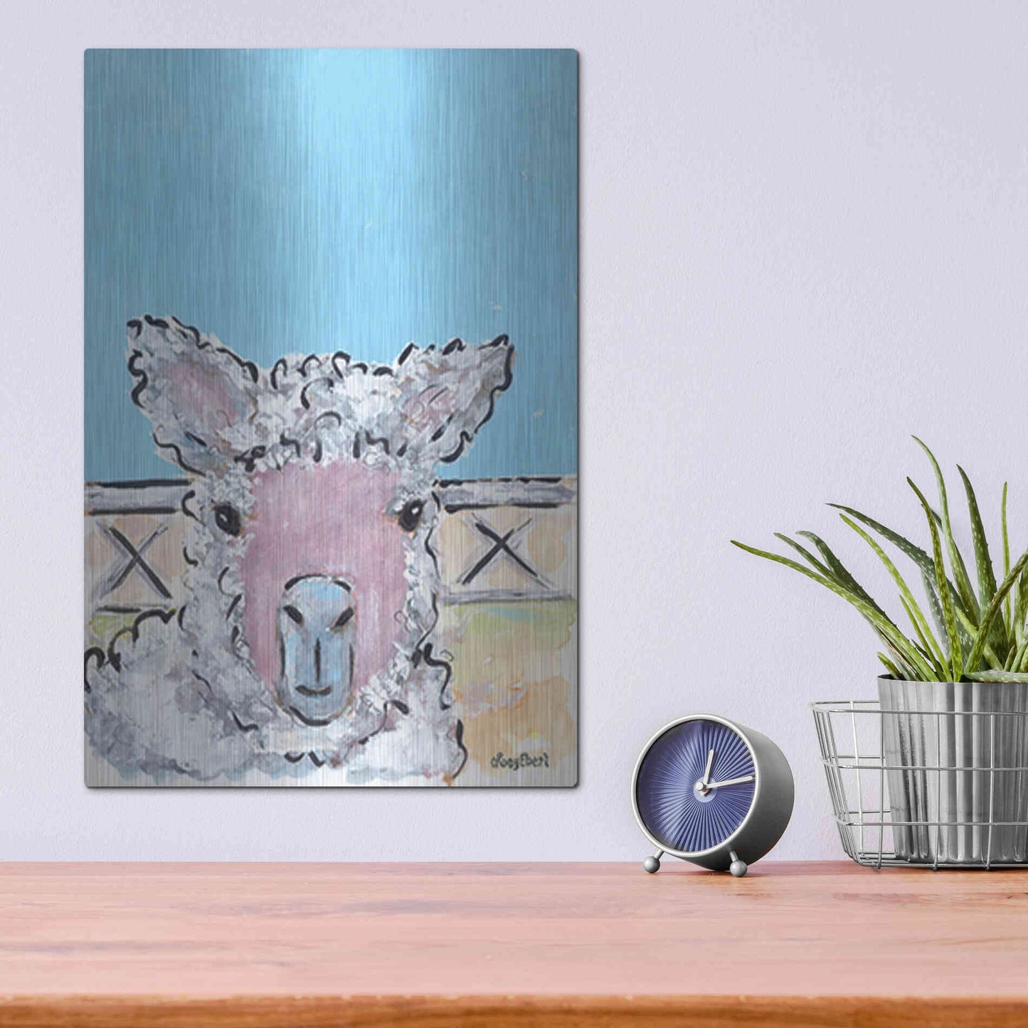 Luxe Metal Art 'Baa Baa' by Roey Ebert, Metal Wall Art,12x16