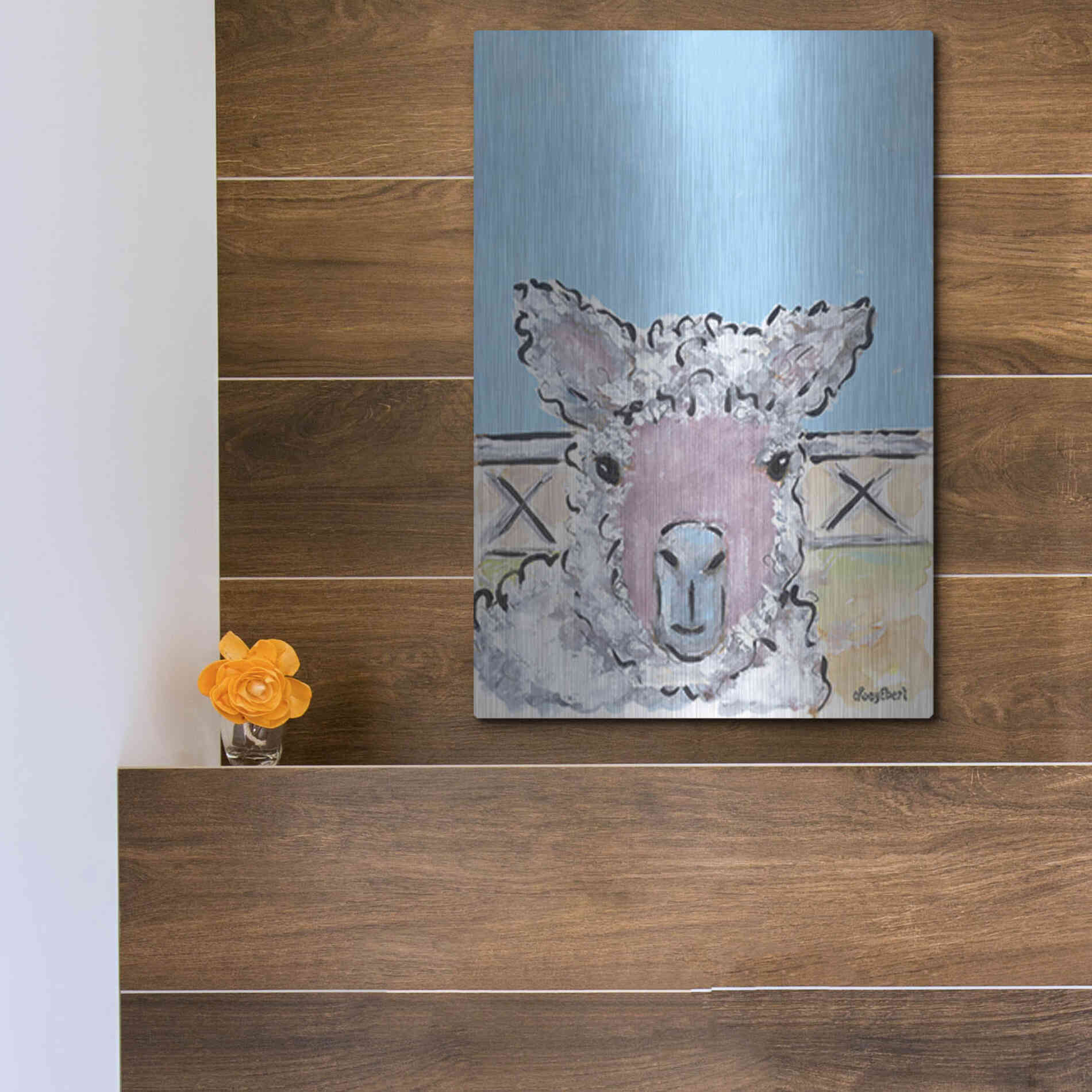Luxe Metal Art 'Baa Baa' by Roey Ebert, Metal Wall Art,12x16