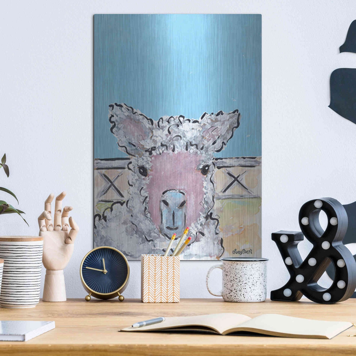 Luxe Metal Art 'Baa Baa' by Roey Ebert, Metal Wall Art,12x16