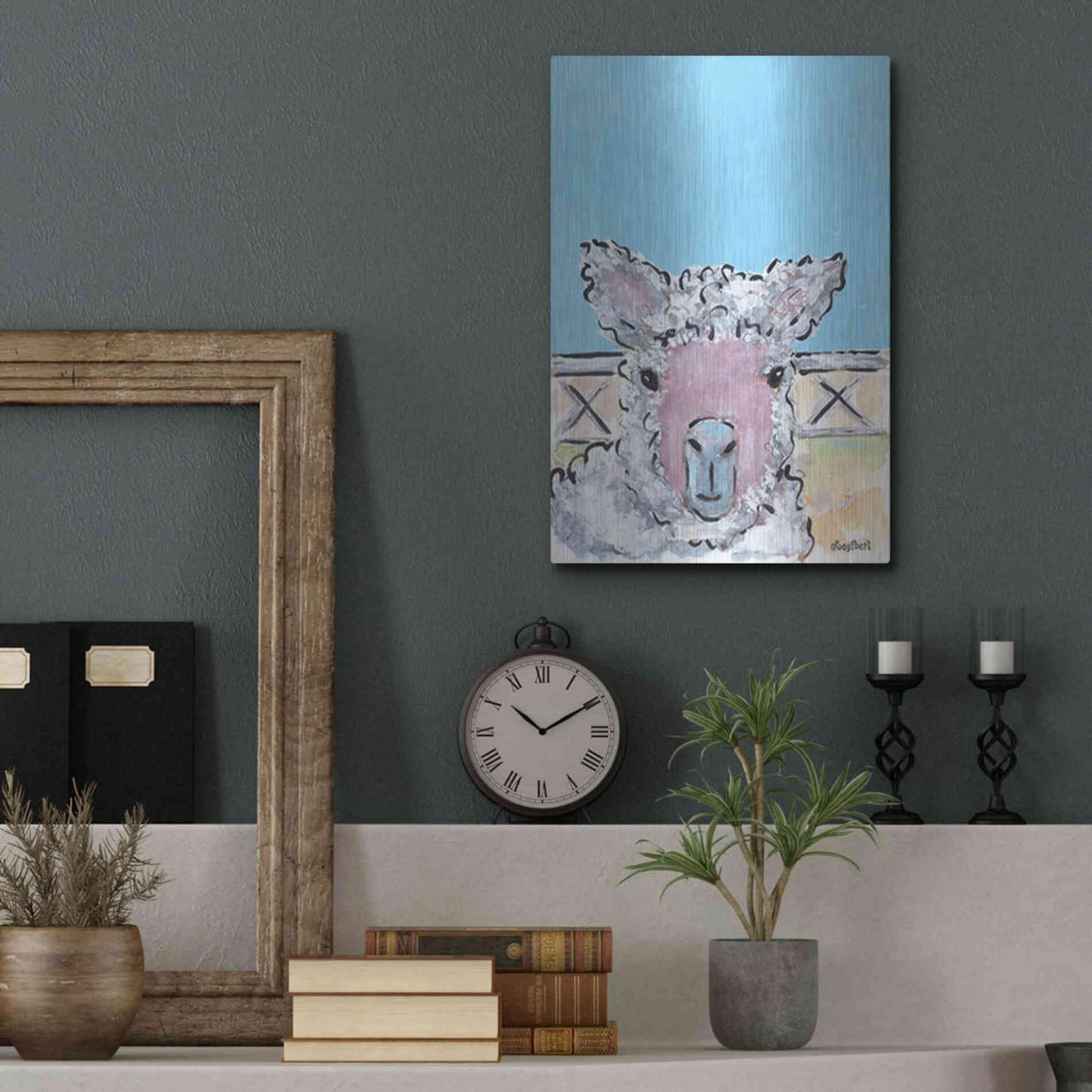 Luxe Metal Art 'Baa Baa' by Roey Ebert, Metal Wall Art,12x16