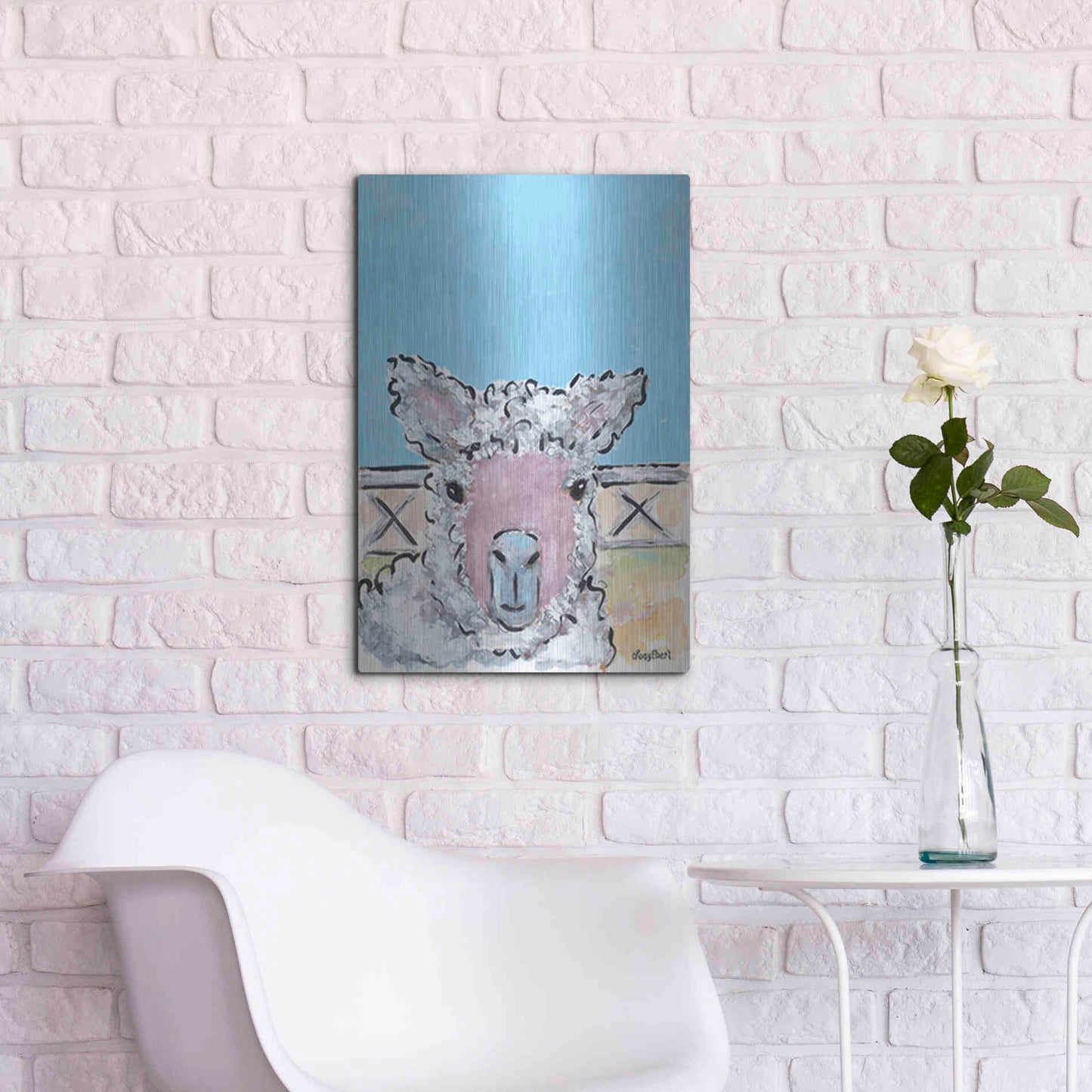 Luxe Metal Art 'Baa Baa' by Roey Ebert, Metal Wall Art,16x24