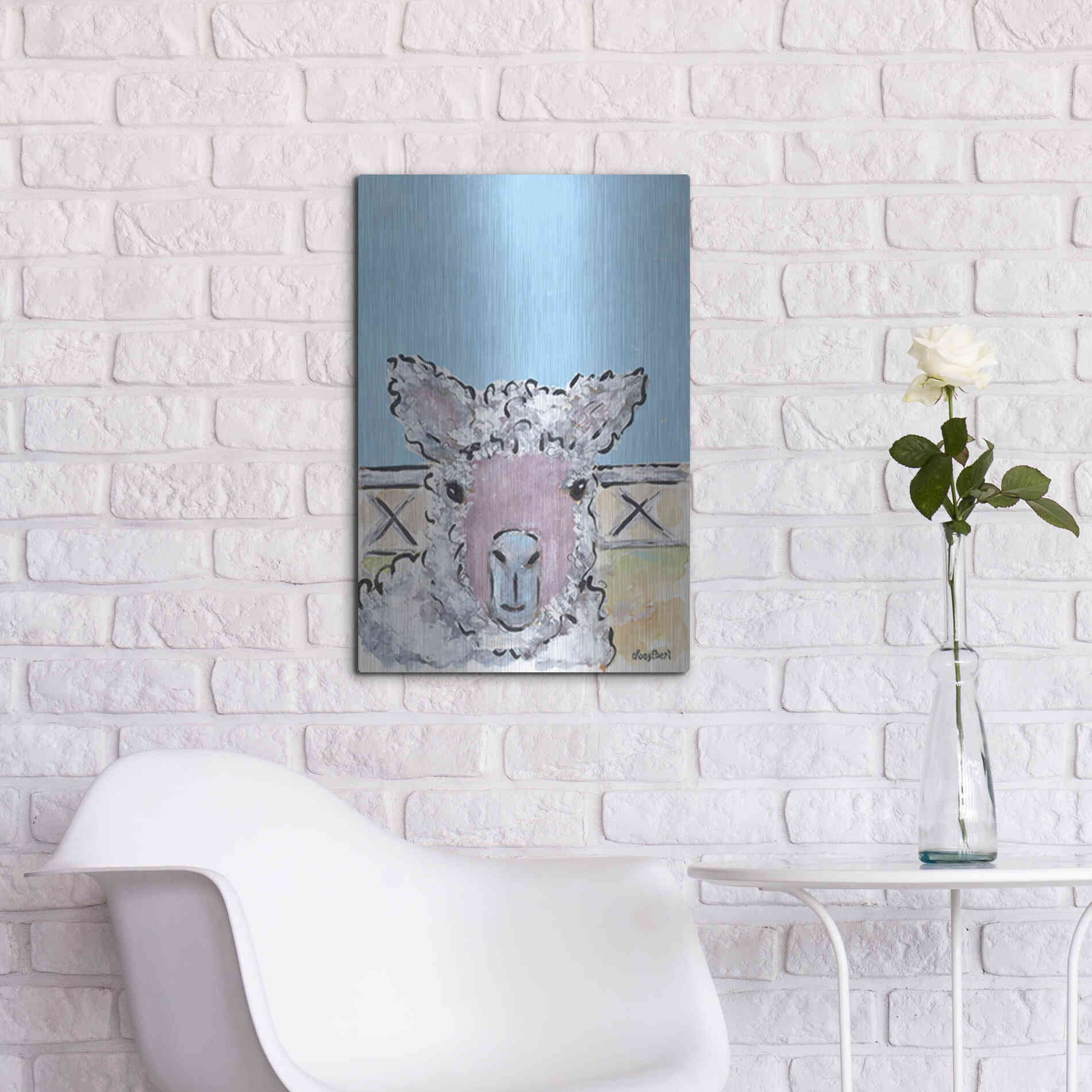Luxe Metal Art 'Baa Baa' by Roey Ebert, Metal Wall Art,16x24