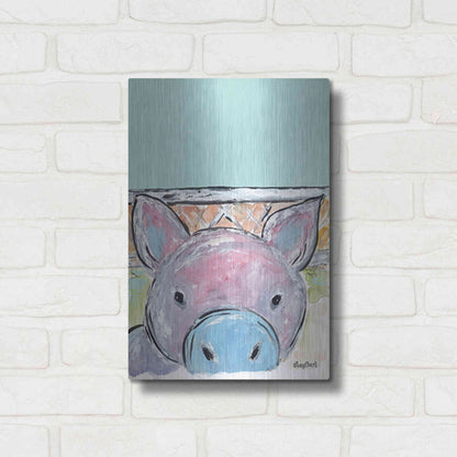 Luxe Metal Art 'Oink Oink' by Roey Ebert, Metal Wall Art,12x16