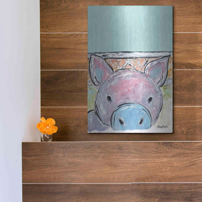 Luxe Metal Art 'Oink Oink' by Roey Ebert, Metal Wall Art,12x16
