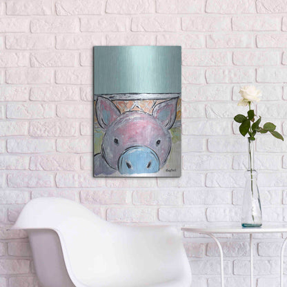 Luxe Metal Art 'Oink Oink' by Roey Ebert, Metal Wall Art,16x24