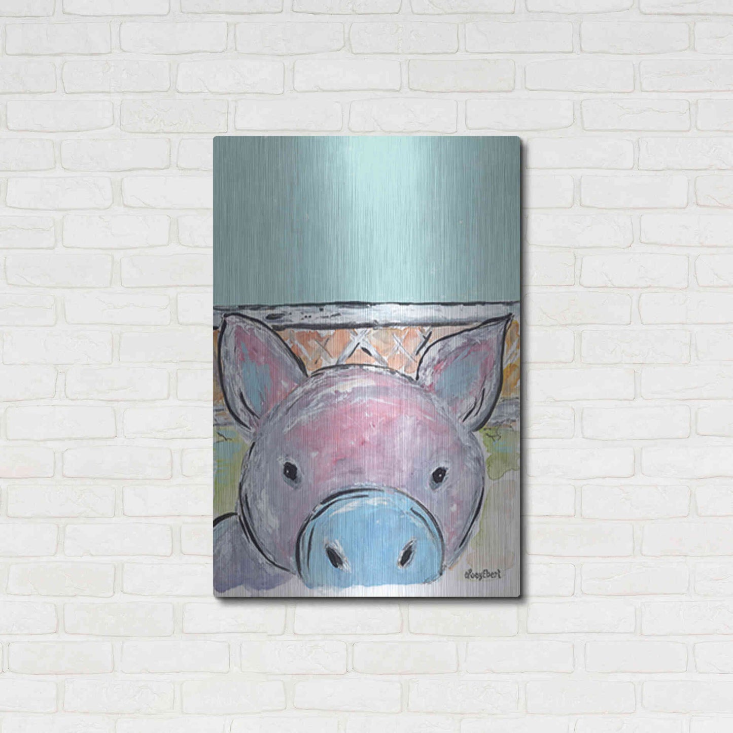 Luxe Metal Art 'Oink Oink' by Roey Ebert, Metal Wall Art,24x36