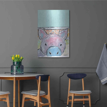 Luxe Metal Art 'Oink Oink' by Roey Ebert, Metal Wall Art,24x36
