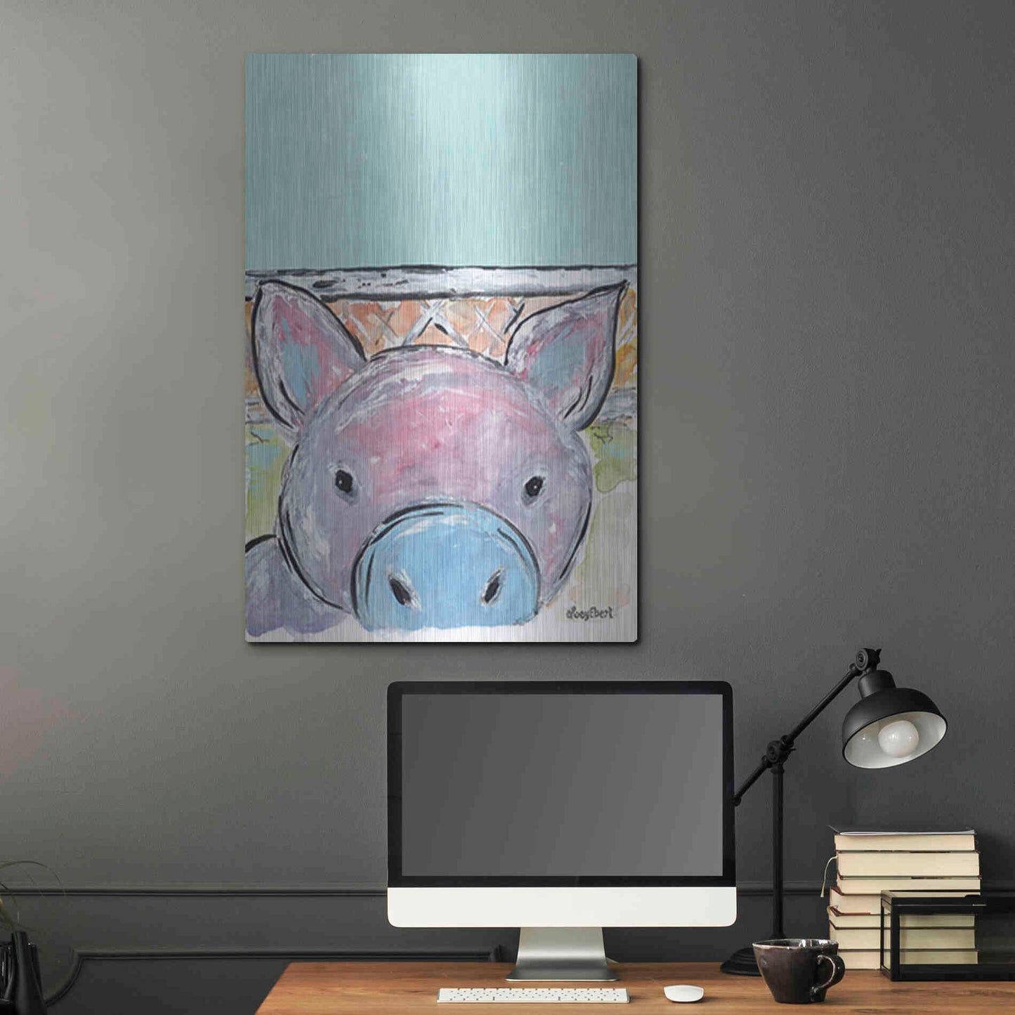 Luxe Metal Art 'Oink Oink' by Roey Ebert, Metal Wall Art,24x36