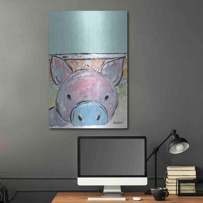 Luxe Metal Art 'Oink Oink' by Roey Ebert, Metal Wall Art,24x36