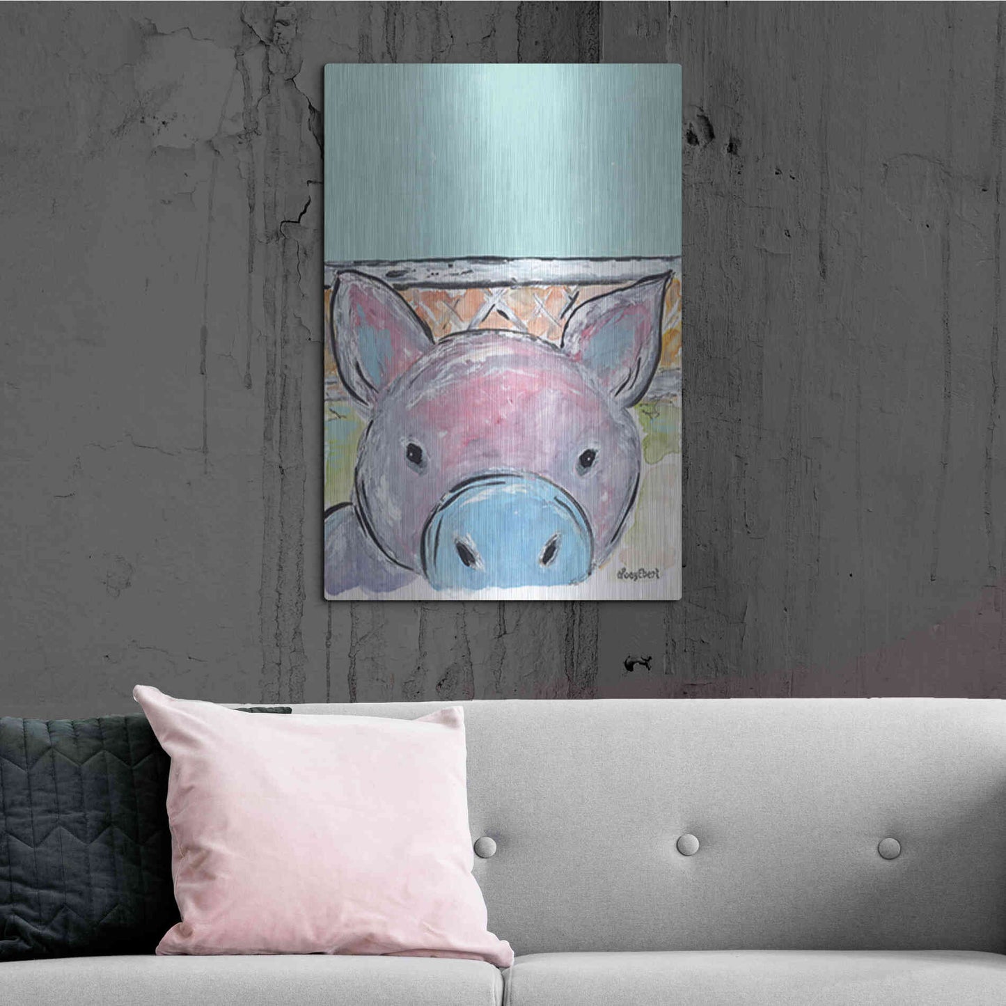 Luxe Metal Art 'Oink Oink' by Roey Ebert, Metal Wall Art,24x36