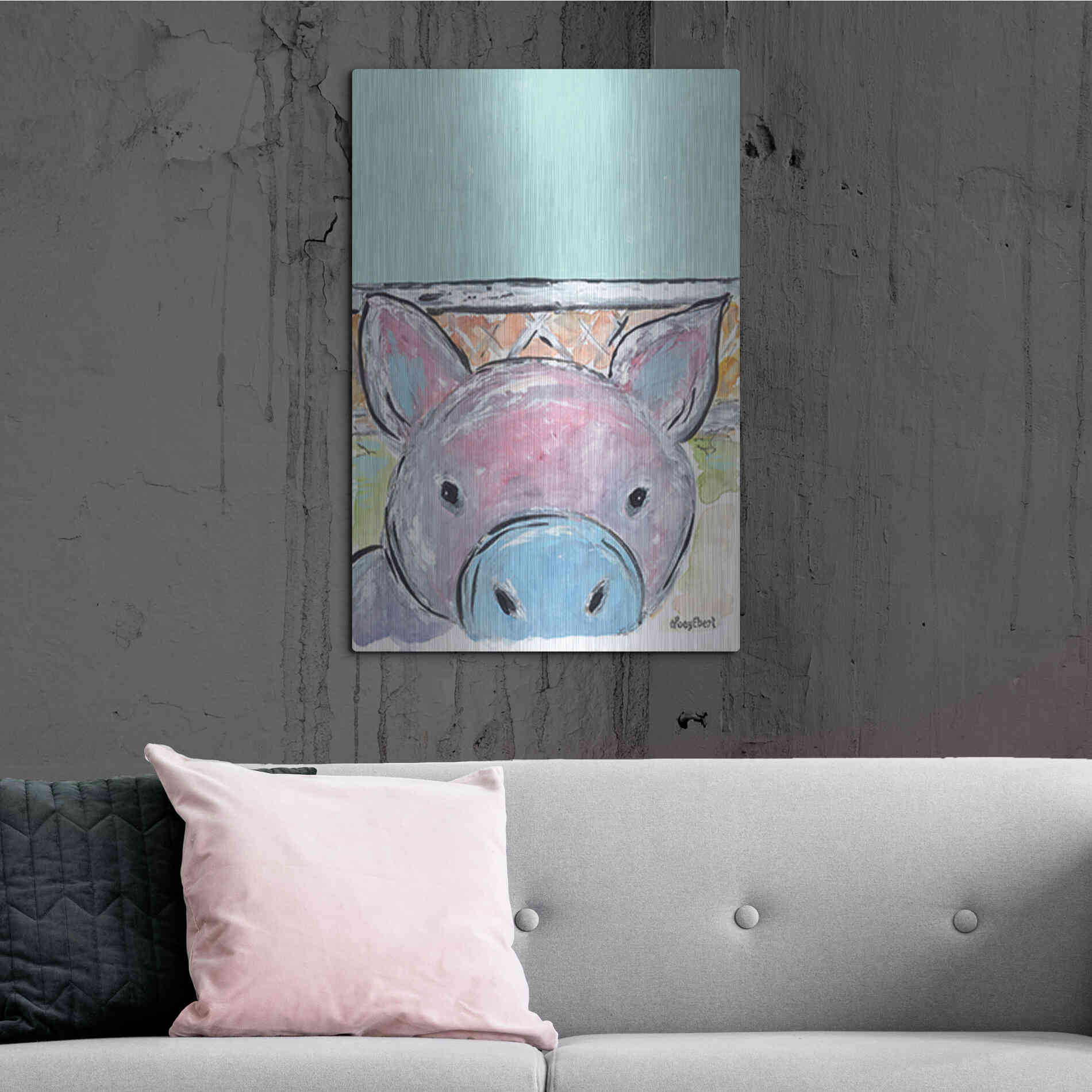 Luxe Metal Art 'Oink Oink' by Roey Ebert, Metal Wall Art,24x36
