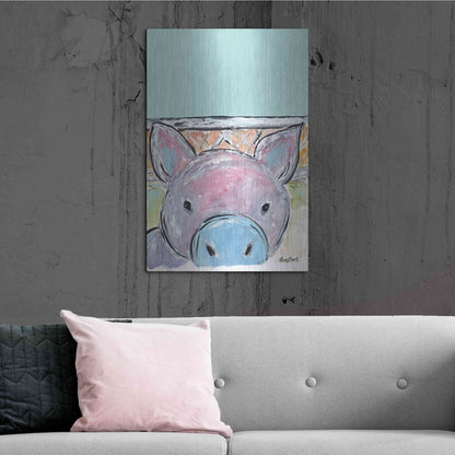 Luxe Metal Art 'Oink Oink' by Roey Ebert, Metal Wall Art,24x36