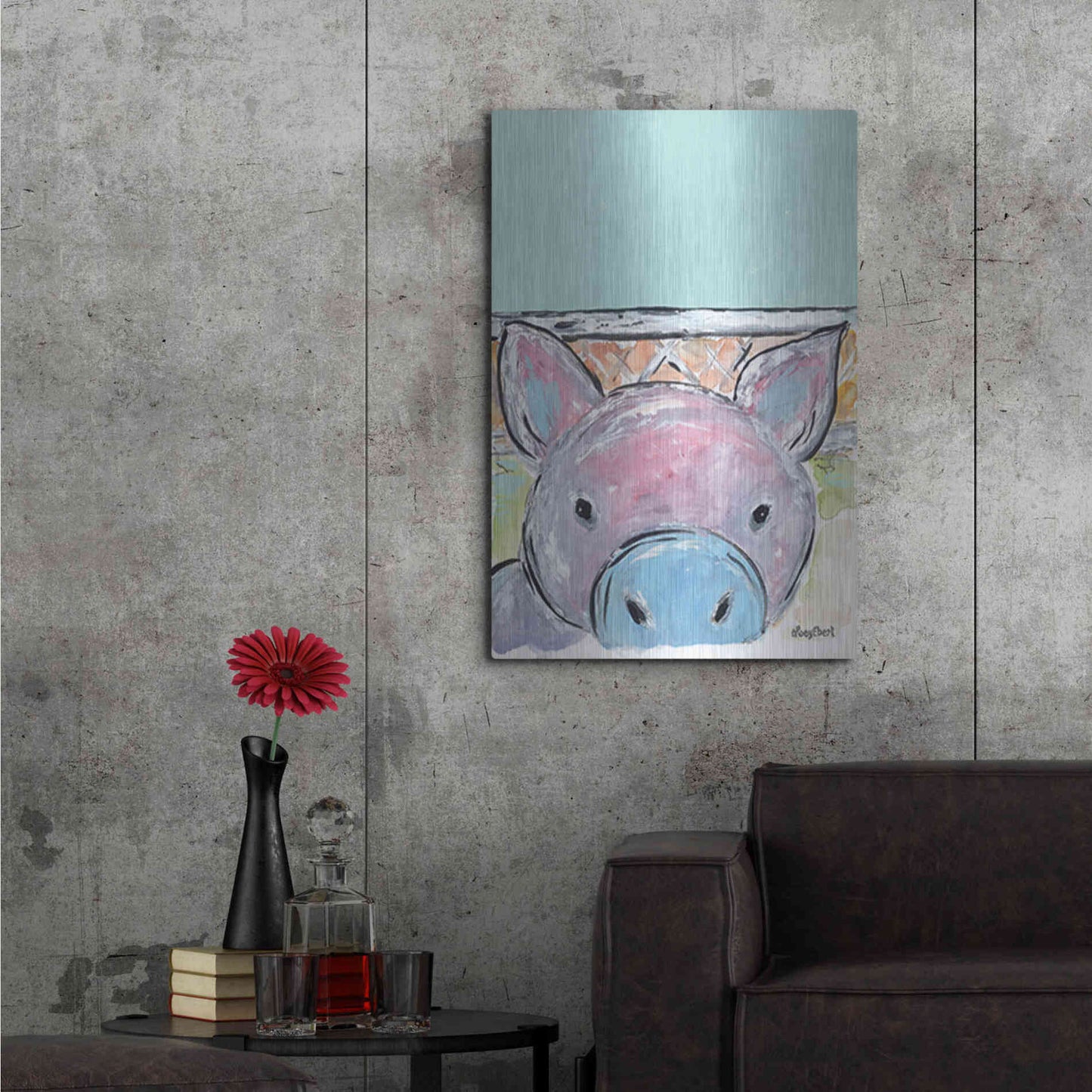 Luxe Metal Art 'Oink Oink' by Roey Ebert, Metal Wall Art,24x36