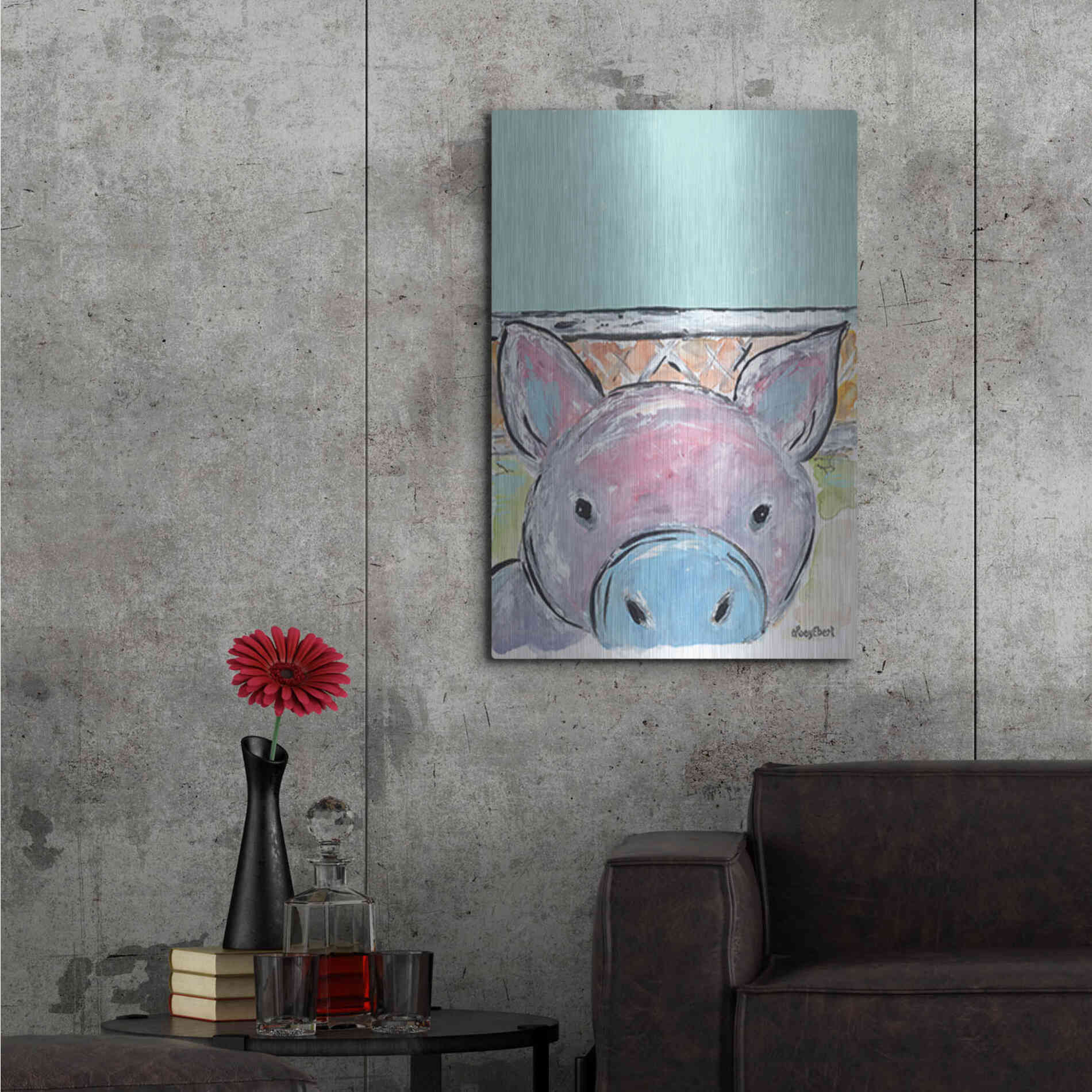 Luxe Metal Art 'Oink Oink' by Roey Ebert, Metal Wall Art,24x36