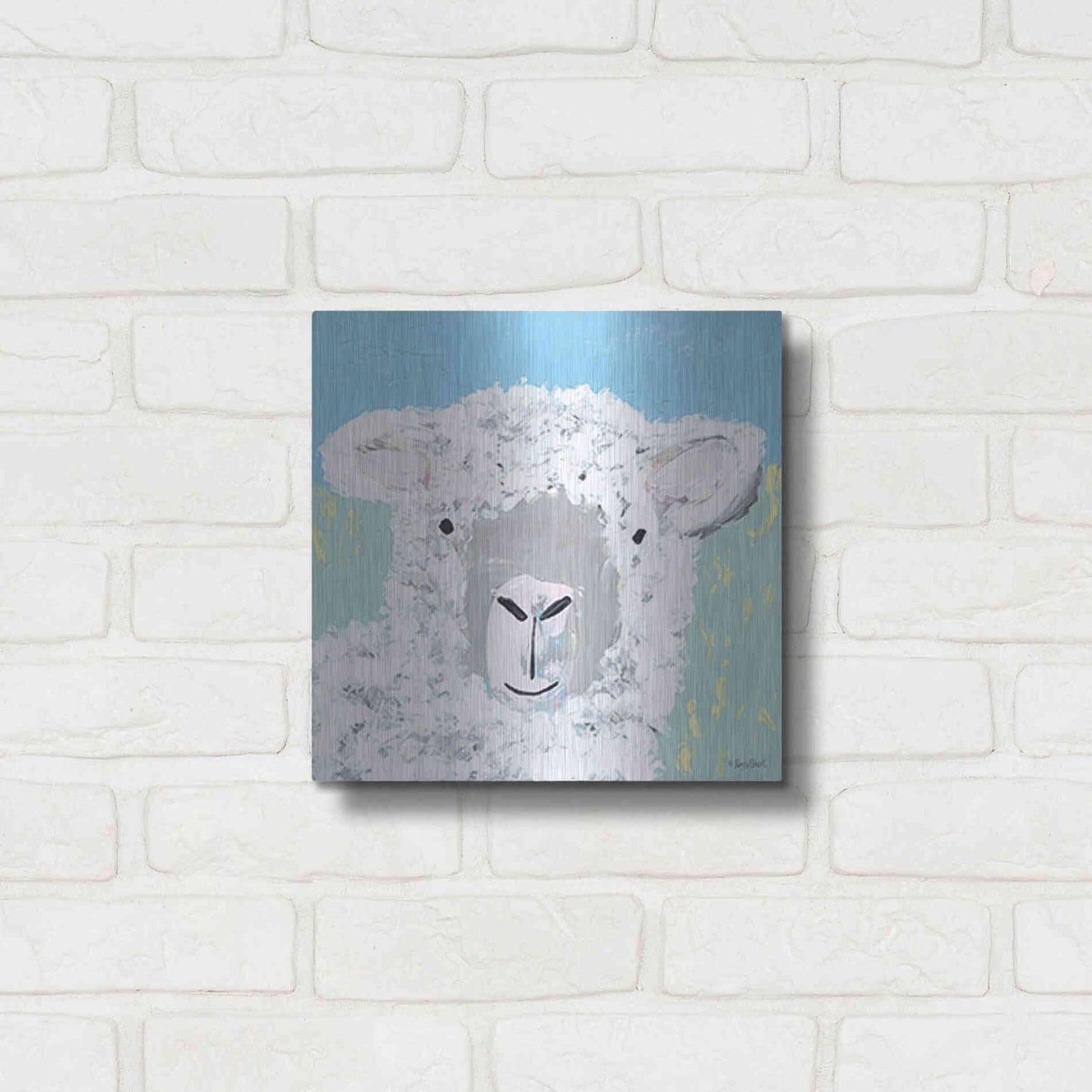 Luxe Metal Art 'Baa' by Roey Ebert, Metal Wall Art,12x12
