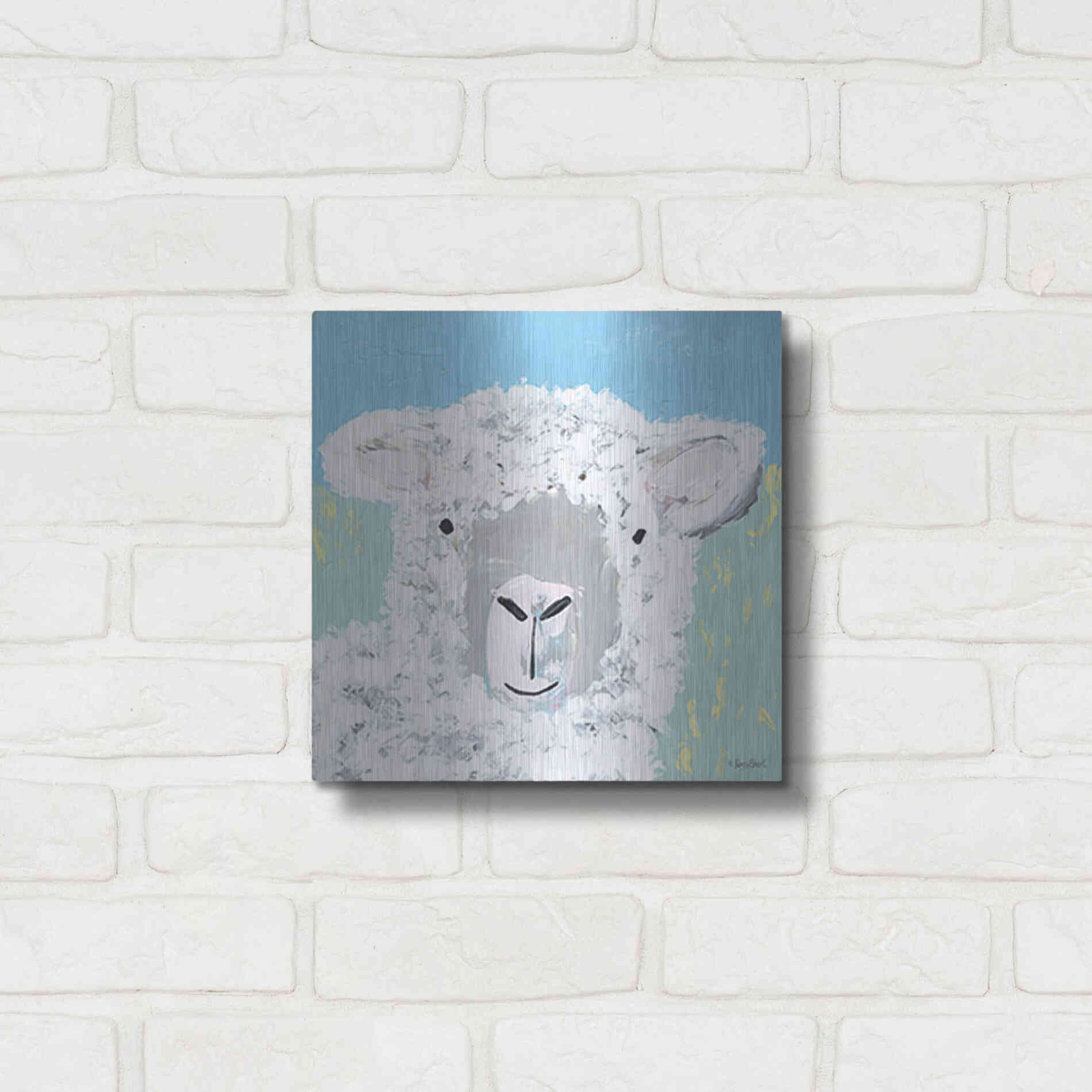 Luxe Metal Art 'Baa' by Roey Ebert, Metal Wall Art,12x12
