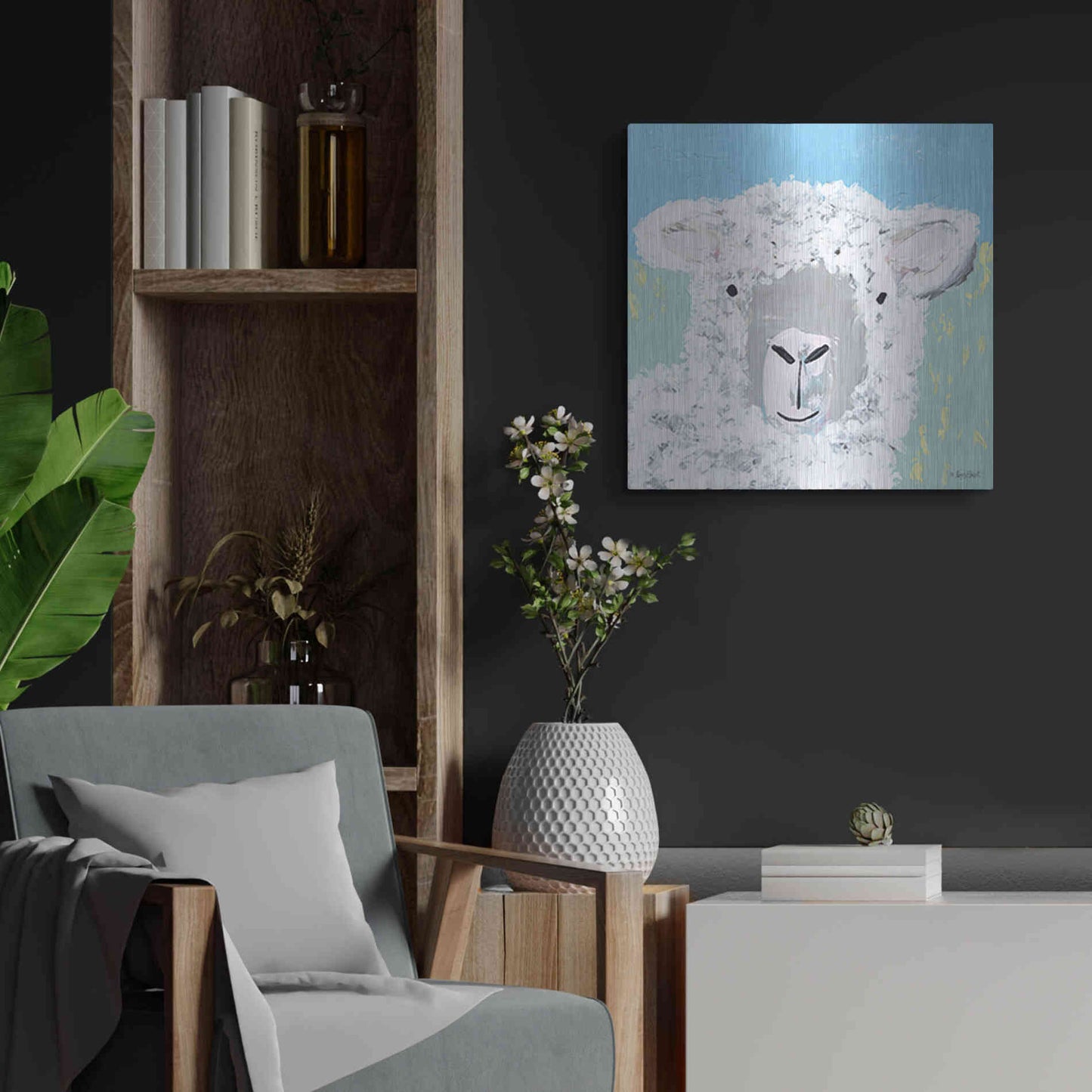Luxe Metal Art 'Baa' by Roey Ebert, Metal Wall Art,24x24
