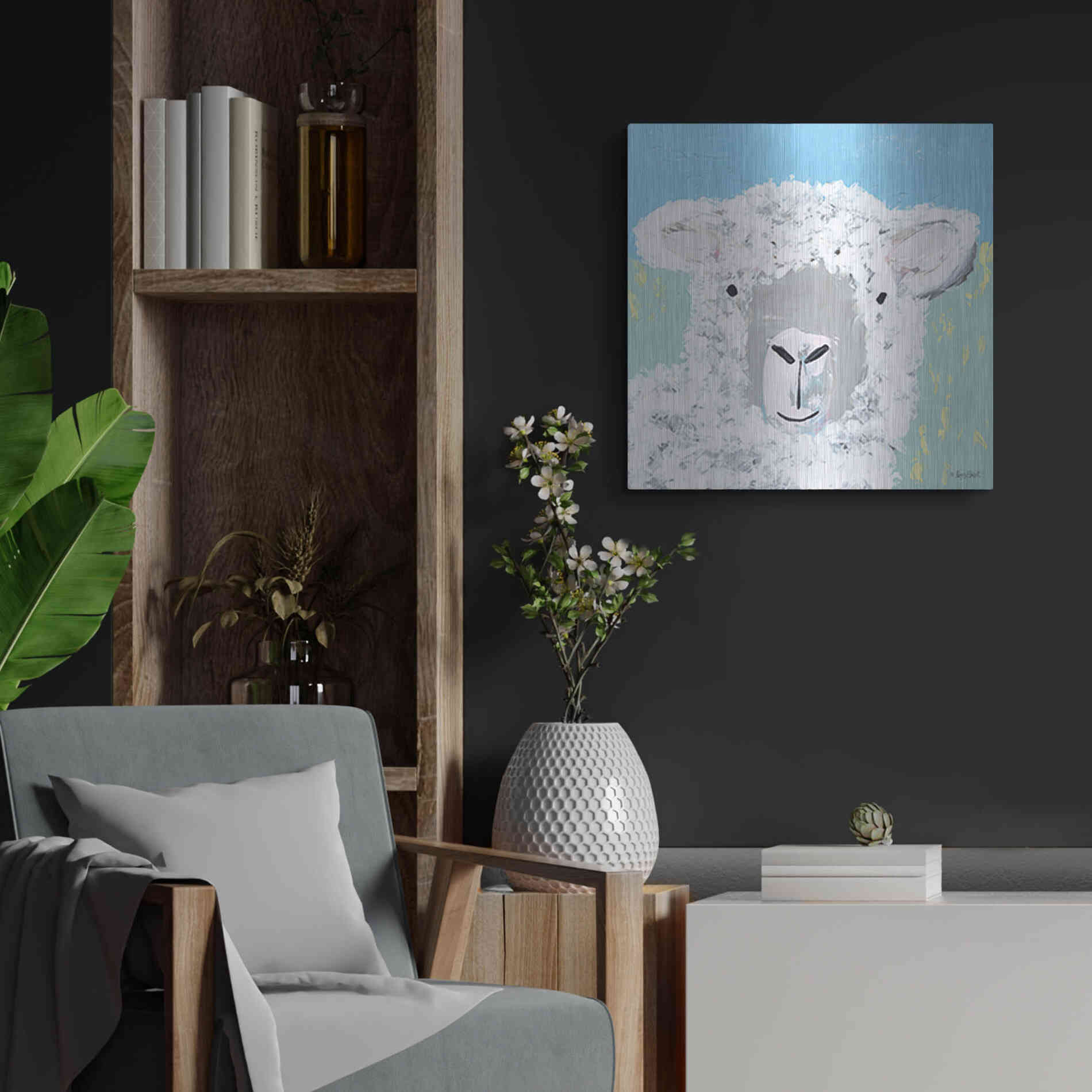 Luxe Metal Art 'Baa' by Roey Ebert, Metal Wall Art,24x24