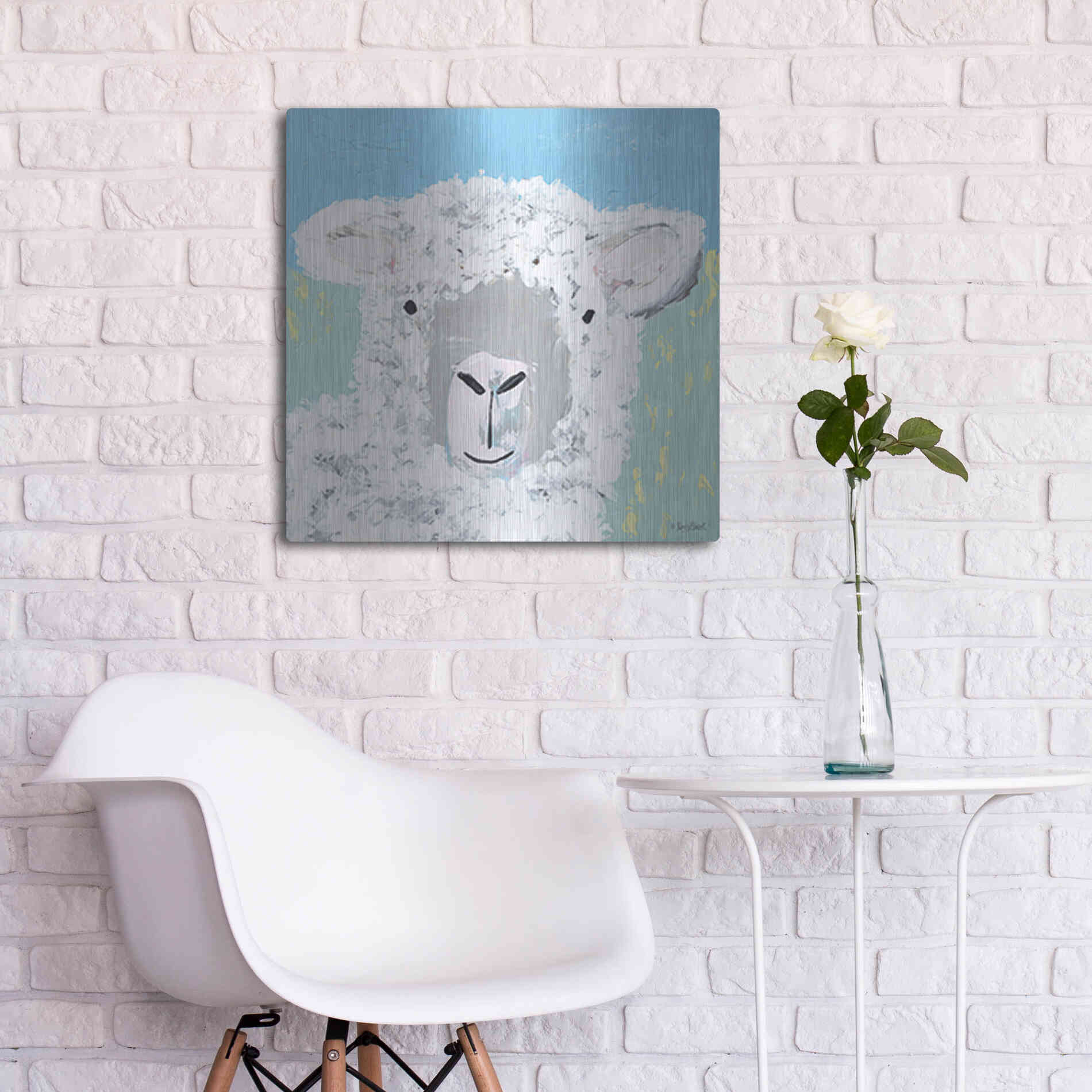 Luxe Metal Art 'Baa' by Roey Ebert, Metal Wall Art,24x24