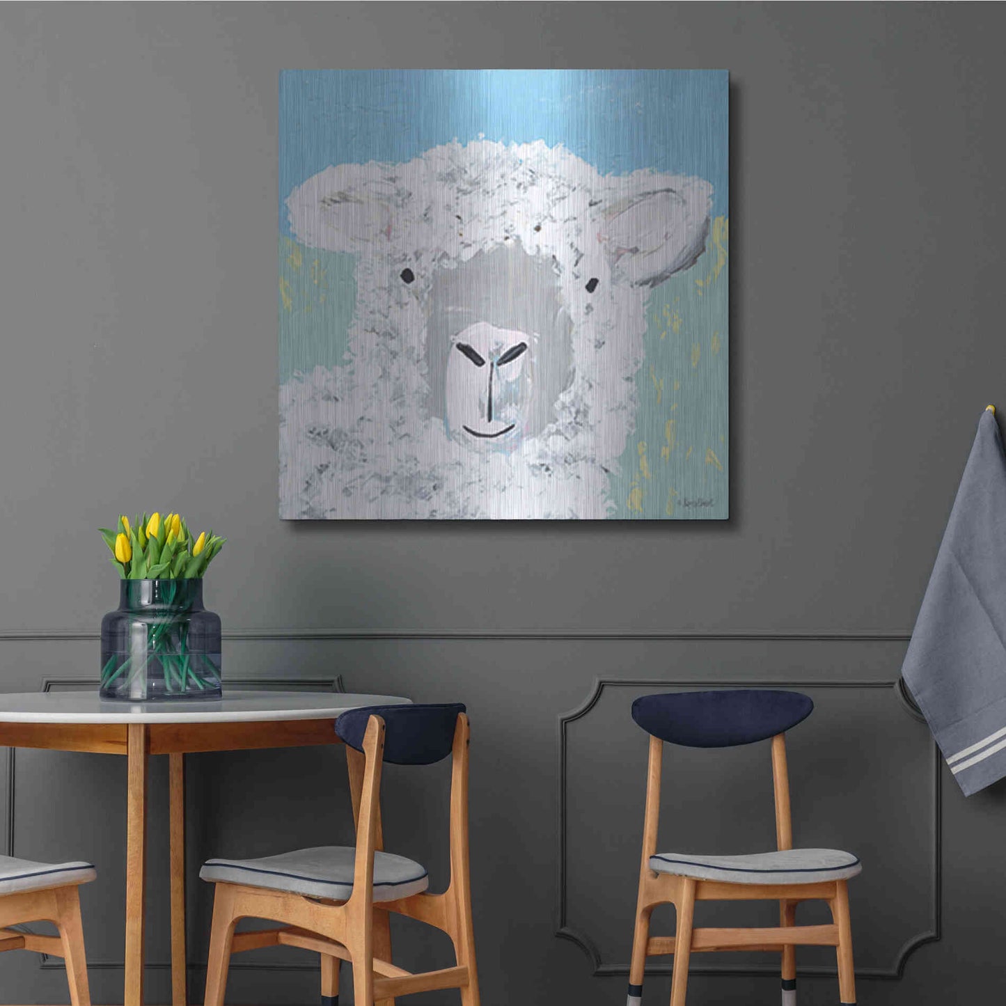 Luxe Metal Art 'Baa' by Roey Ebert, Metal Wall Art,36x36