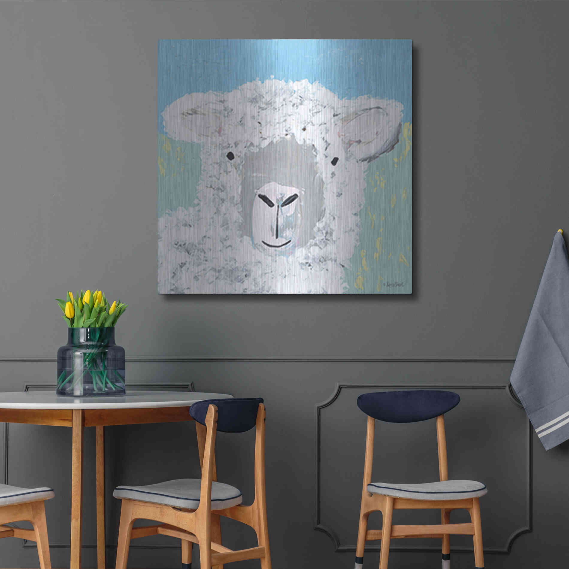 Luxe Metal Art 'Baa' by Roey Ebert, Metal Wall Art,36x36