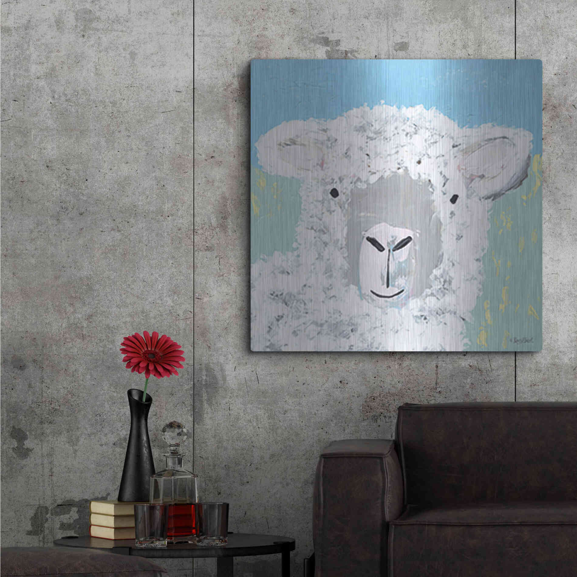 Luxe Metal Art 'Baa' by Roey Ebert, Metal Wall Art,36x36