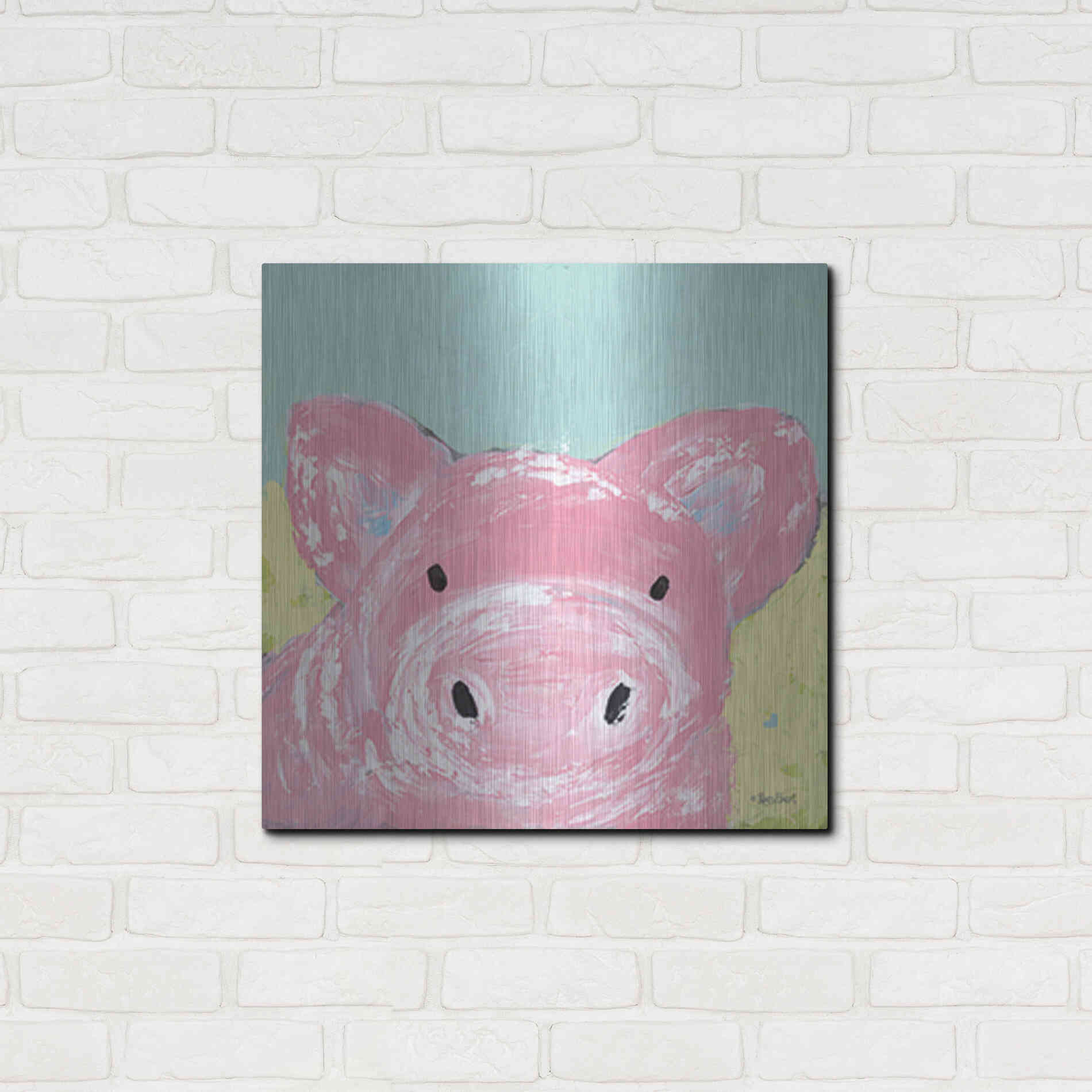 Luxe Metal Art 'Oink' by Roey Ebert, Metal Wall Art,24x24