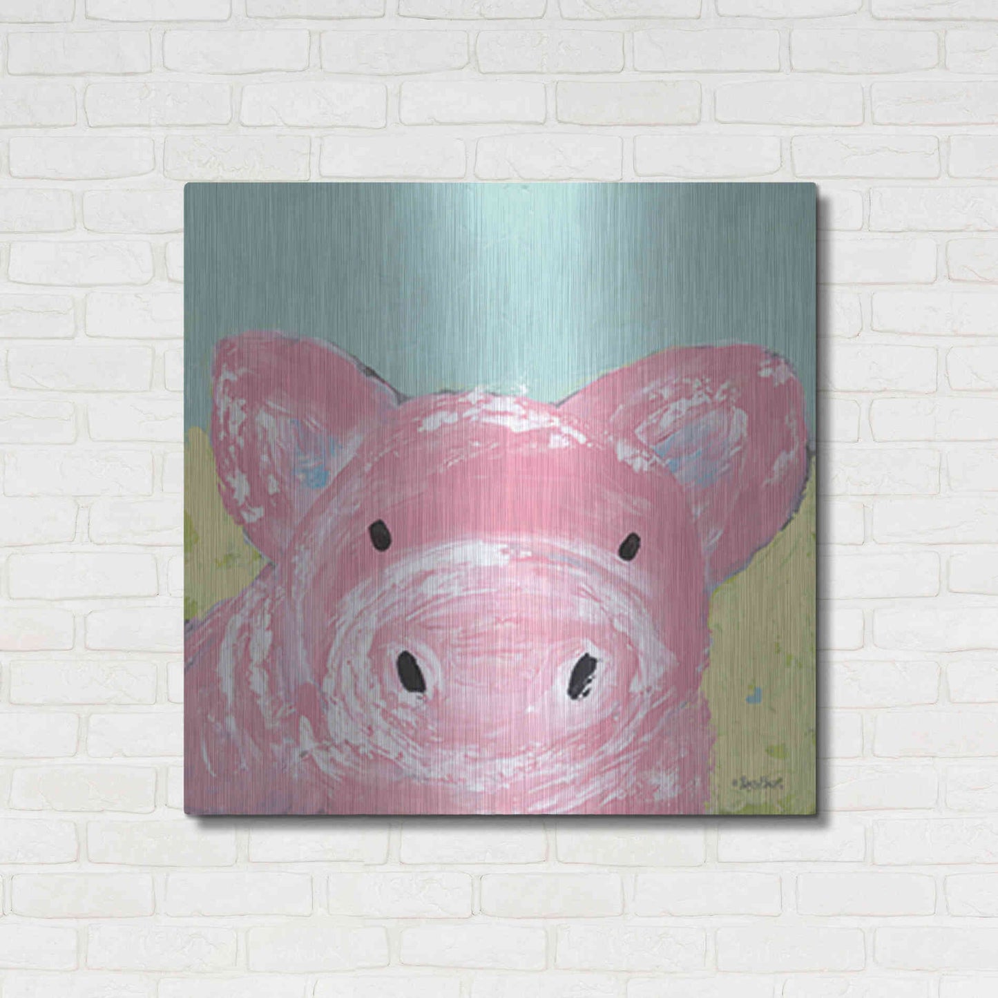 Luxe Metal Art 'Oink' by Roey Ebert, Metal Wall Art,36x36