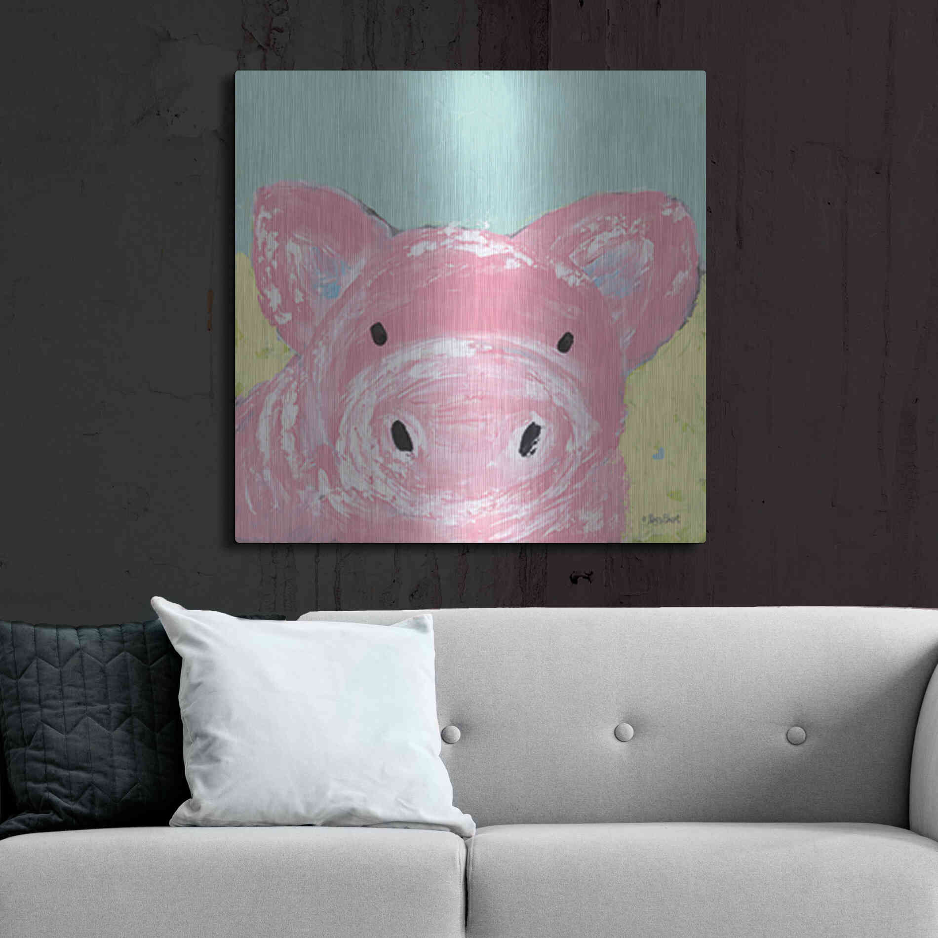 Luxe Metal Art 'Oink' by Roey Ebert, Metal Wall Art,36x36