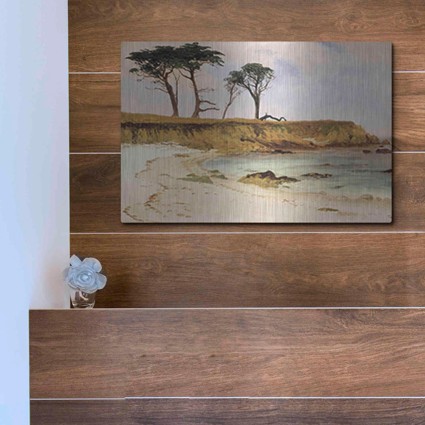 Luxe Metal Art 'Along the Coast' by Stellar Design Studio, Metal Wall Art,16x12