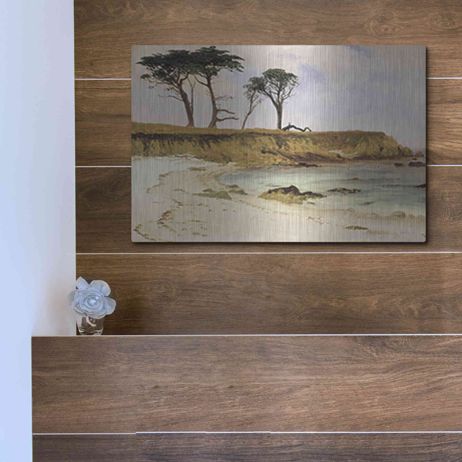 Luxe Metal Art 'Along the Coast' by Stellar Design Studio, Metal Wall Art,16x12
