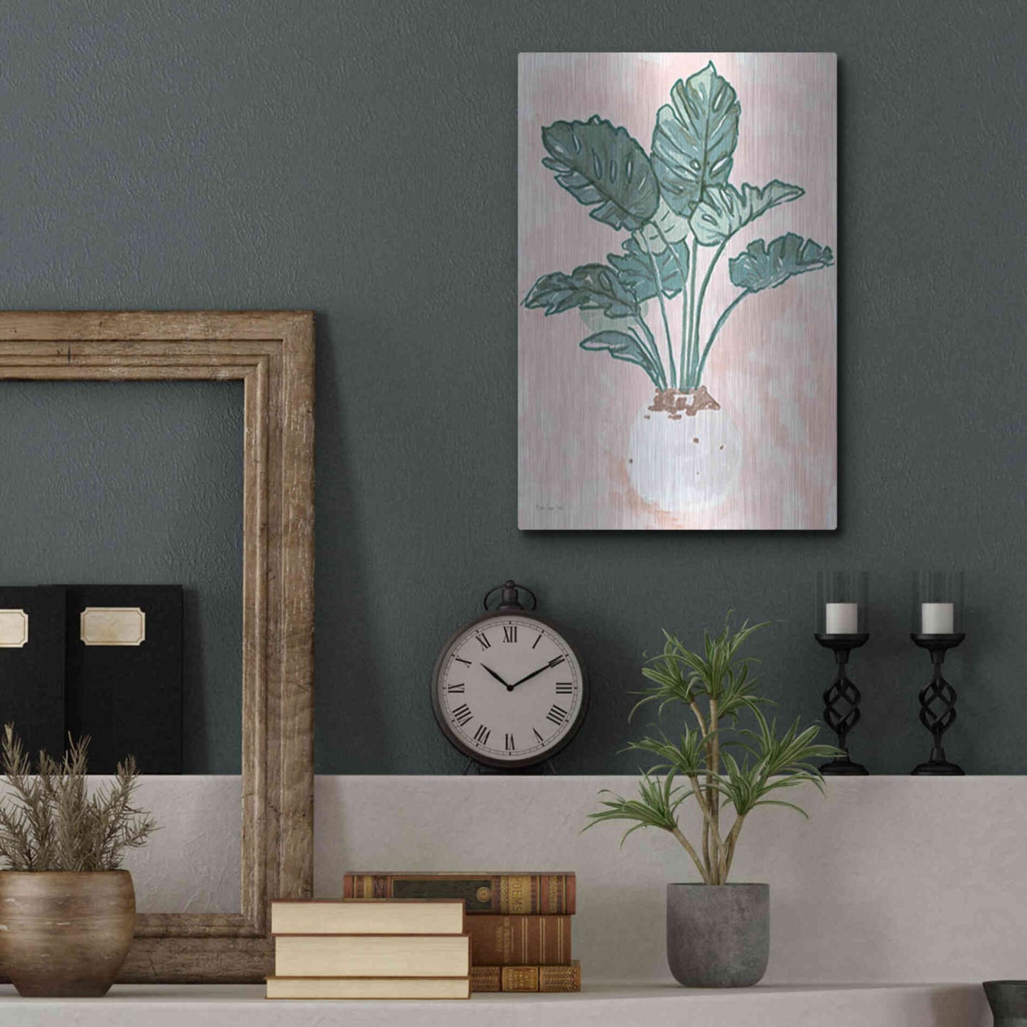 Luxe Metal Art 'Pink Palms 1' by Stellar Design Studio, Metal Wall Art,12x16