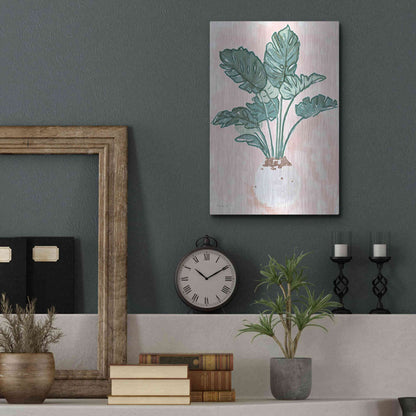 Luxe Metal Art 'Pink Palms 1' by Stellar Design Studio, Metal Wall Art,12x16