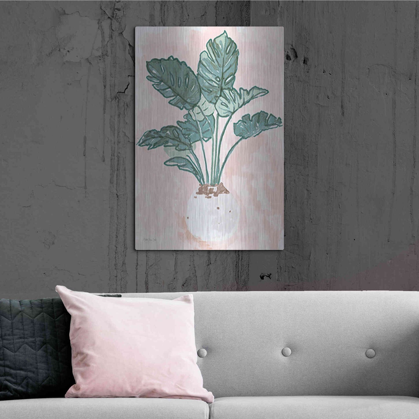 Luxe Metal Art 'Pink Palms 1' by Stellar Design Studio, Metal Wall Art,24x36